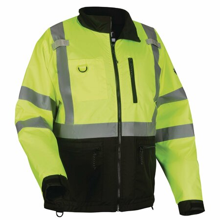 ERGODYNE GloWear 8351 Class 3 Hi-Vis Windbreaker Water-Resistant Jacket, 3X-Large, Lime 23427